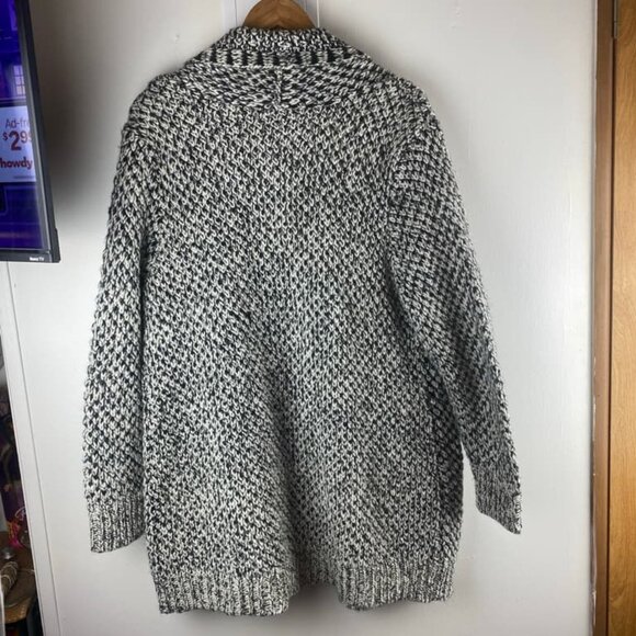 J.Jill Wool Blend Cardigan Open Front Sweater Size Large Black White - Picture 2 of 5